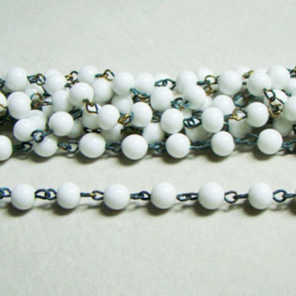 画像1: 6mm White beads link chain (1)