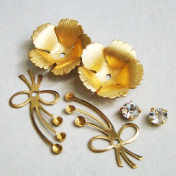 画像1: brass flower & crystal set (1)