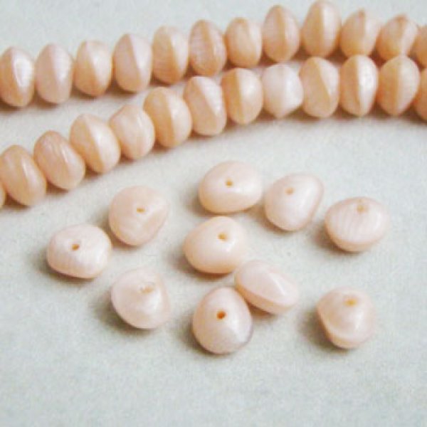 画像1: 2pcs 8x7 "Pink Opal" rondelle beads (1)