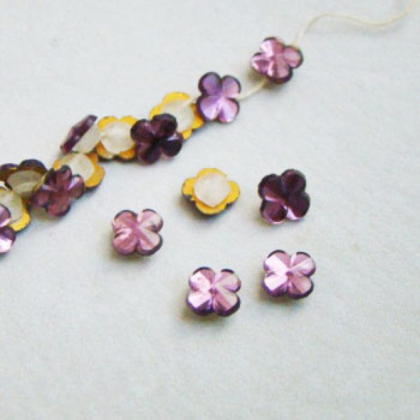 画像1: 3pcs 7mm Purple flower sew on beads (1)