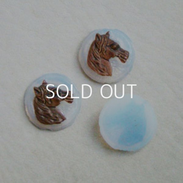 画像1: 16mm White Opal Horse Head cameo (1)