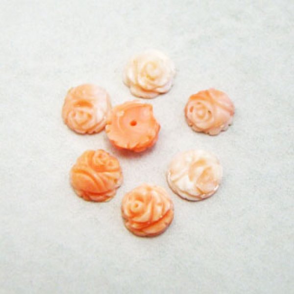 画像1: coral carved rose cabochon (1)