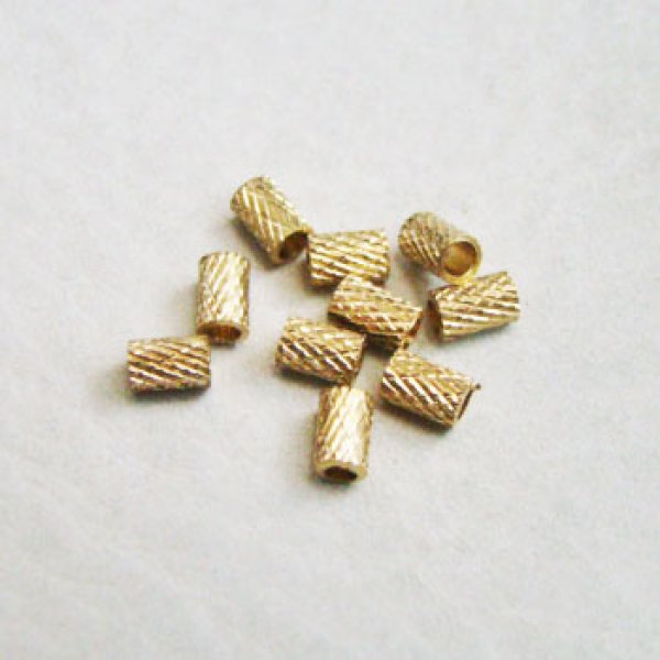 画像1: 10pcs brass 3x5 textured tube beads (1)