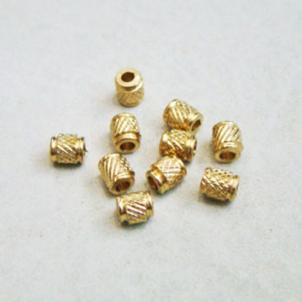 画像1: 5pcs brass 4.2x5 textured barrel beads (1)