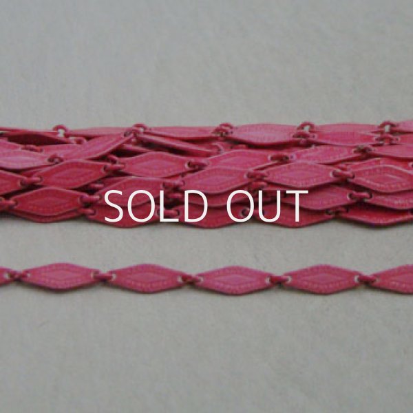 画像1: Pink enameled textured connector link chain (1)
