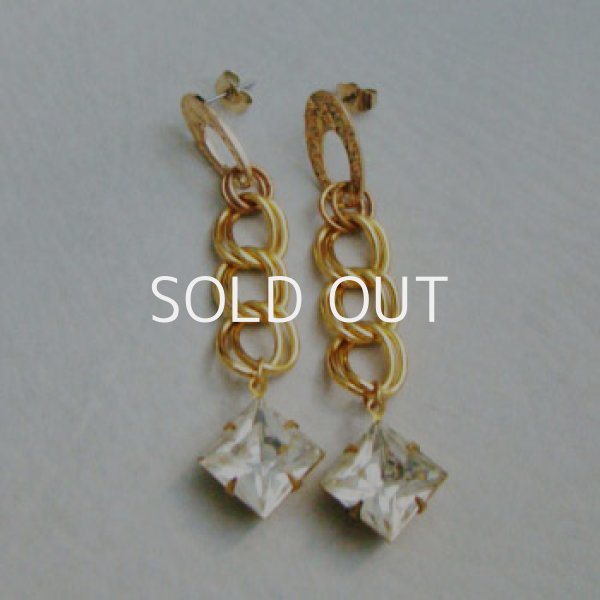 画像1: chain & square stone pierce set "B" (1)