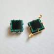 画像2: 9mm SQ "Malachite & Onyx" inlaid cabochon (2)