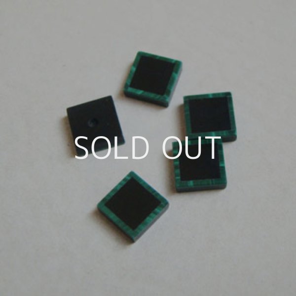 画像1: 9mm SQ "Malachite & Onyx" inlaid cabochon (1)