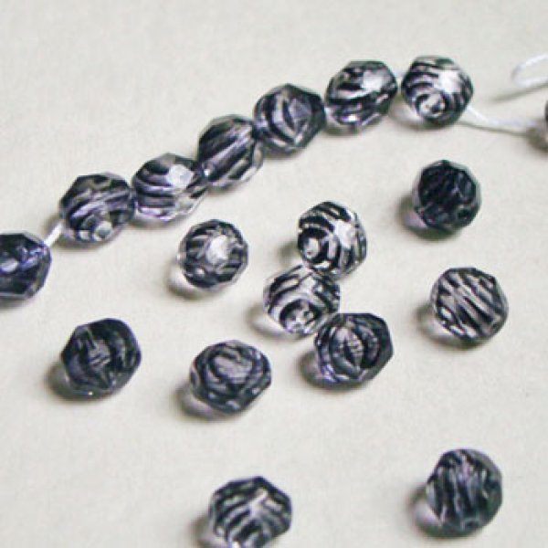 画像1: 2pcs 8mm "Clear/Purple" stripe beads (1)