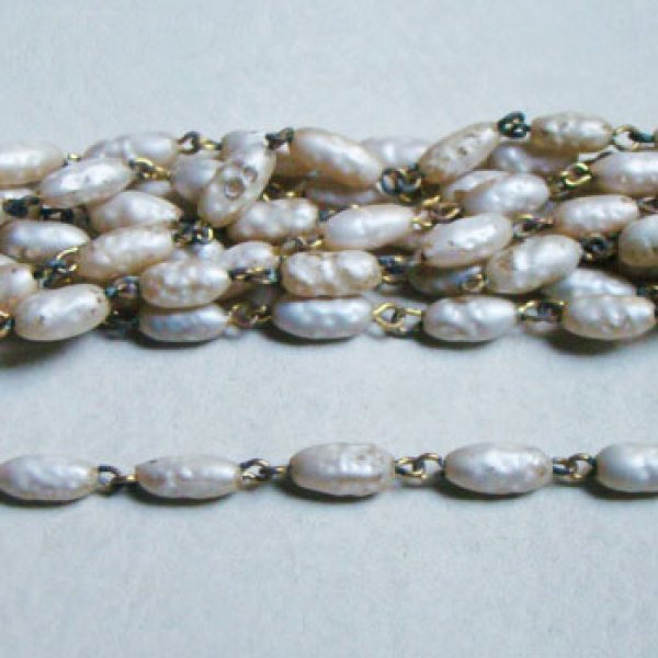 画像1: pearlized baroque oval beads link chain (1)