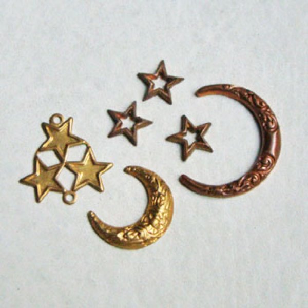 画像2: 8.5mm aged brass open star (2)