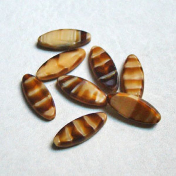画像1: 2pcs "Beige/Brown" 20x8 flat oval beads (1)