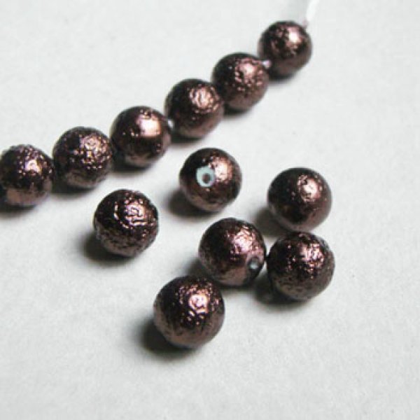 画像1: 2pcs 10mm textured pearl "Brown"  (1)