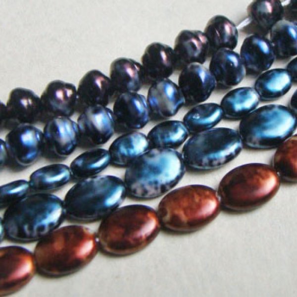 画像3: 2pcs 12x9 oval pearlized "Blue"  (3)