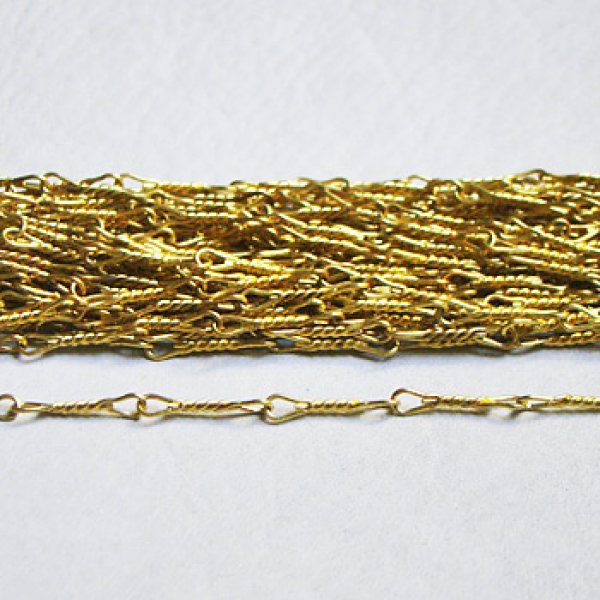画像1: brass 16.5x3.5 pinch twisted link chain (1)