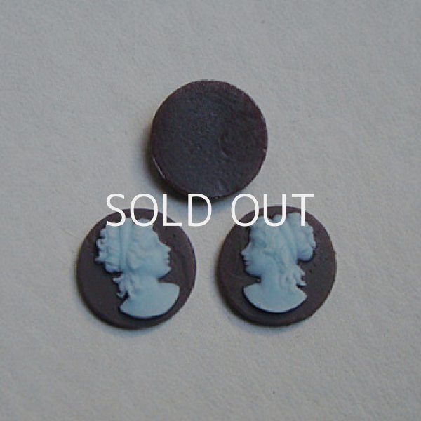 画像1: 1 pair 14mm "Brown/Blue" plastic cameo (1)