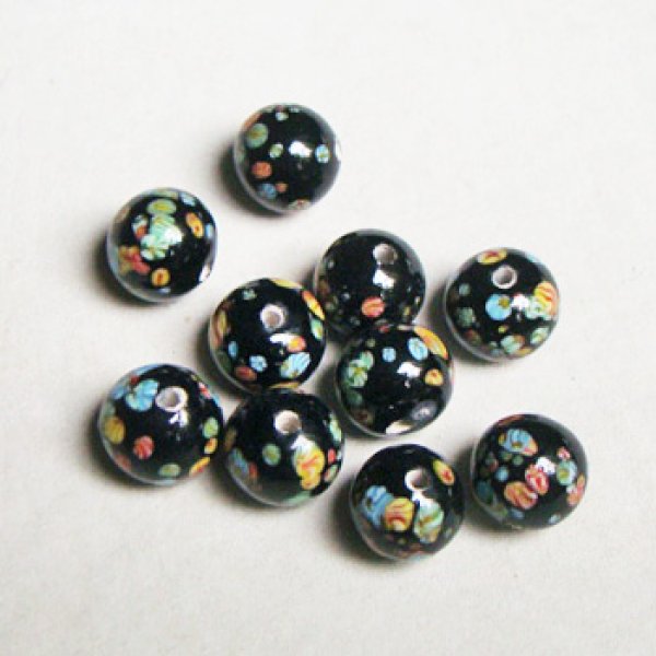 画像1: 10mm Black millefiori beads (1)