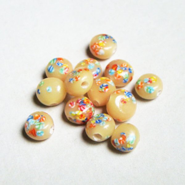 画像1: 8~9mm Beige millefiori disc beads (1)