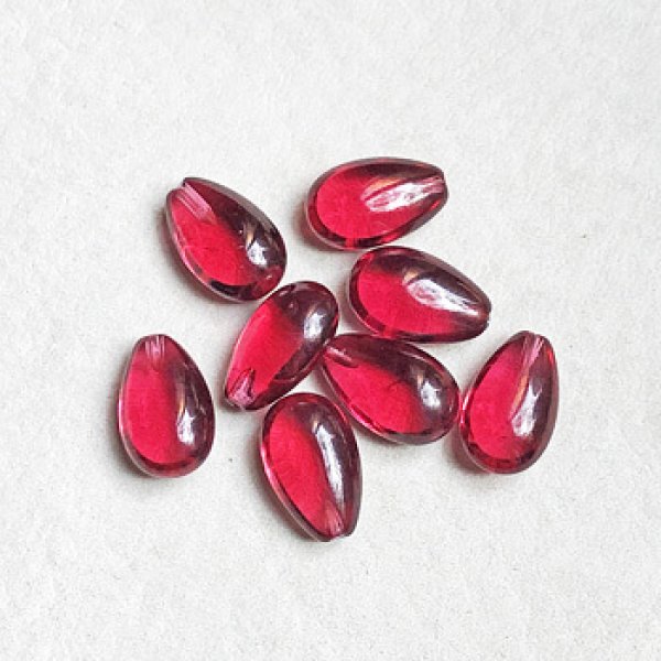 画像1: 12x8 1/2 drilled drop beads "Ruby" (1)