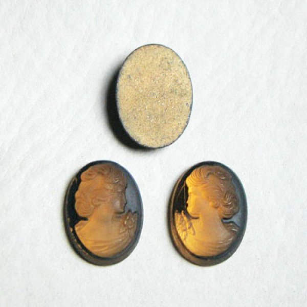 画像1: 1pair 18x13 "Black/ Brown" frosted cameo (1)