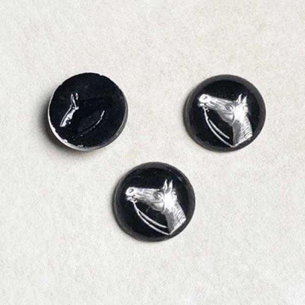 画像1: 13mm Black/ Silver "Horse Head" intaglio (1)