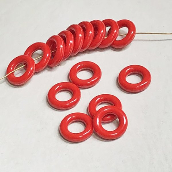 画像1: 2pcs 15mm Red plastic hoop ring (1)