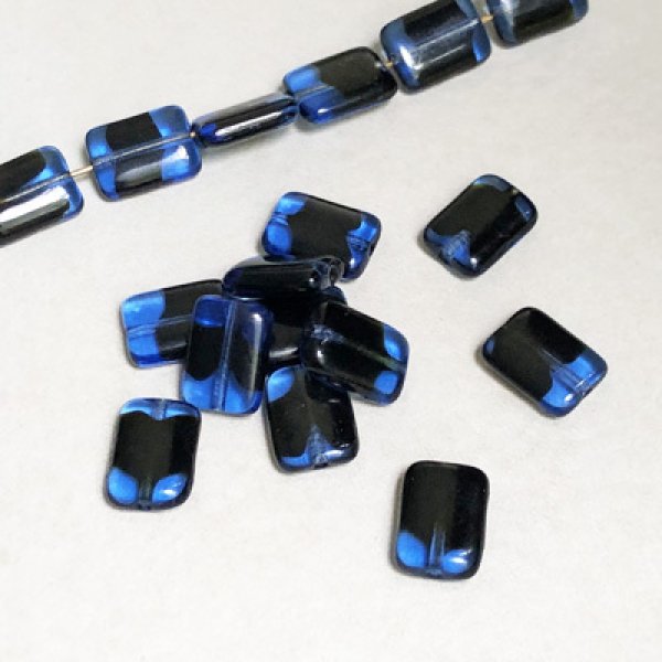 画像1: 2pcs 11x8 Rect flat beads "Sapphire/Black" (1)