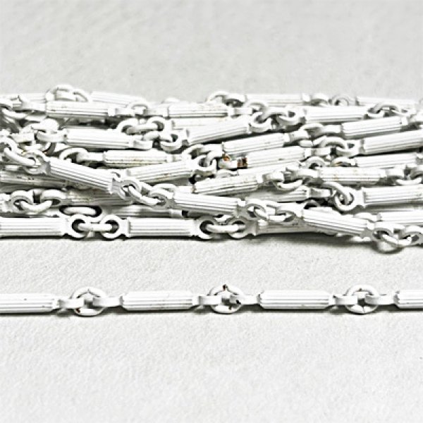 画像1: White enamel ribbed bar link chain (1)