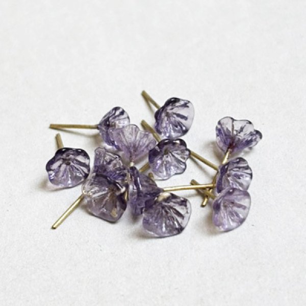 画像1: 7~8mm glass flower pin "Lavender" (1)
