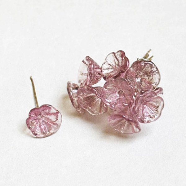 画像1: 9~10mm glass flower pin "Pink" (1)