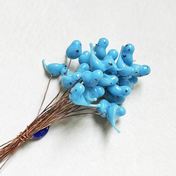 画像1: Blue Bird glass on wire pin (1)
