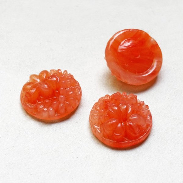 画像1: 15~15.5mm Orange floral cabochon (1)