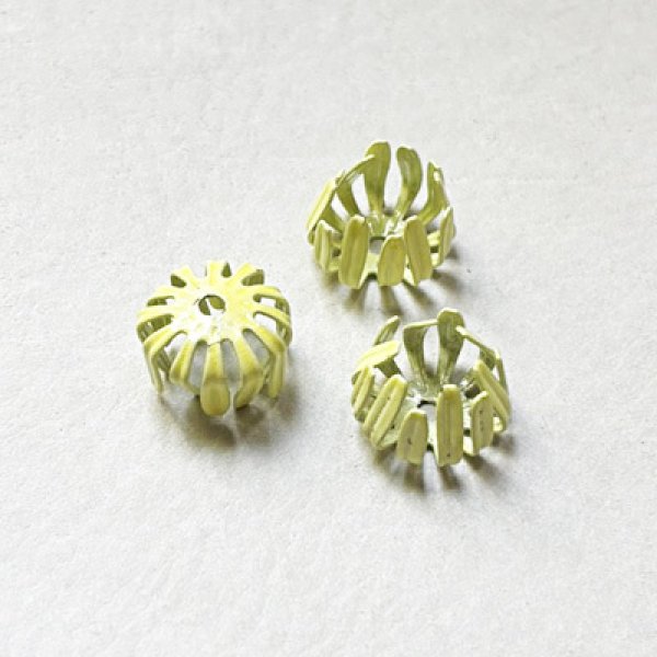 画像1: 15mm Neon Yellow 12-petal enameled flower (1)