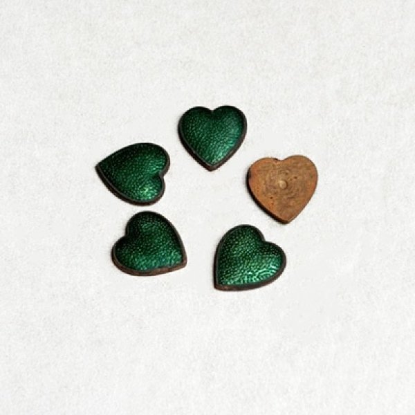 画像1: 2pcs 8x8.5 Green enameled heart leaf (1)