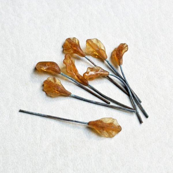画像1: 9x5 Amber frill leaf pin (1)