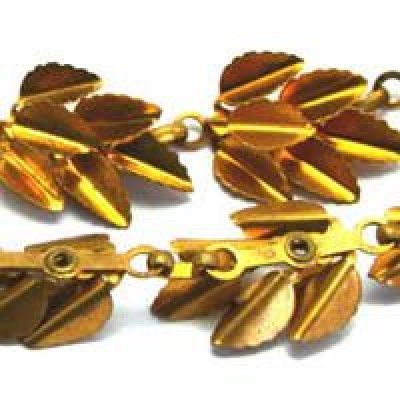 画像1: brass leaf link bracelet finding