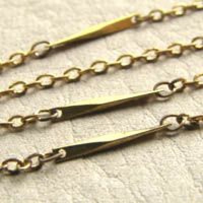 画像1:  brass bar link chain necklace