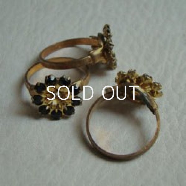 画像1: brass & Jet rhinestone ring base (1)