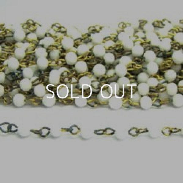 画像1: 4mm white glass beads link chain (1)