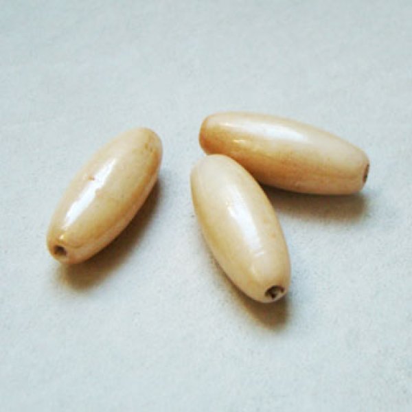 画像1: 2pcs 24x10 "Beige" long oval  beads (1)