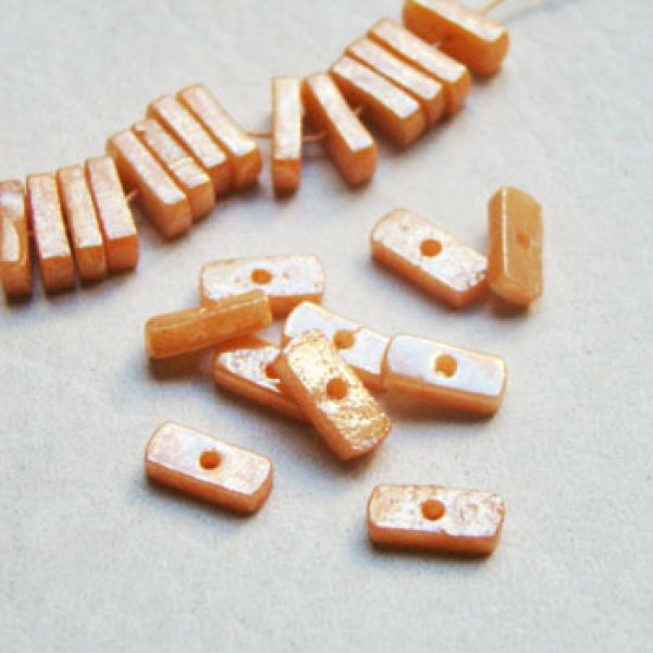 画像1: 5pcs 11×5 "Caramel" flat rectangle beads (1)