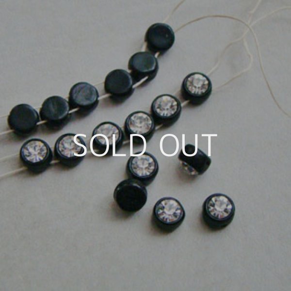 画像1: 2pcs 7mm "Black/ Crystal" 2-hole beads (1)